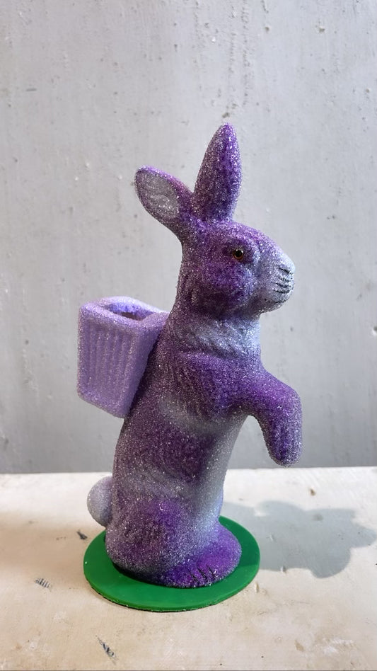 Dark Purple Beaded, Bunny with Basket - Ino Schaller